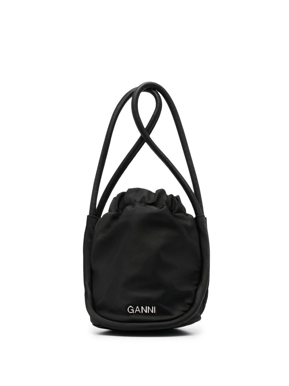 GANNI logo-lettering bucket mini bag - Black