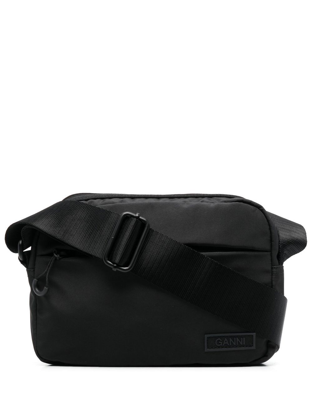 GANNI logo-patch satchel bag - Black
