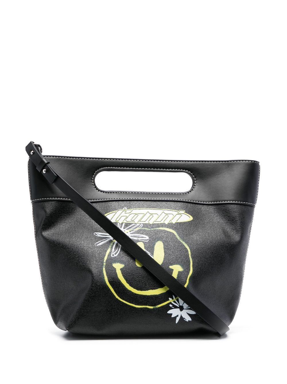 GANNI logo-print detail tote bag - Black
