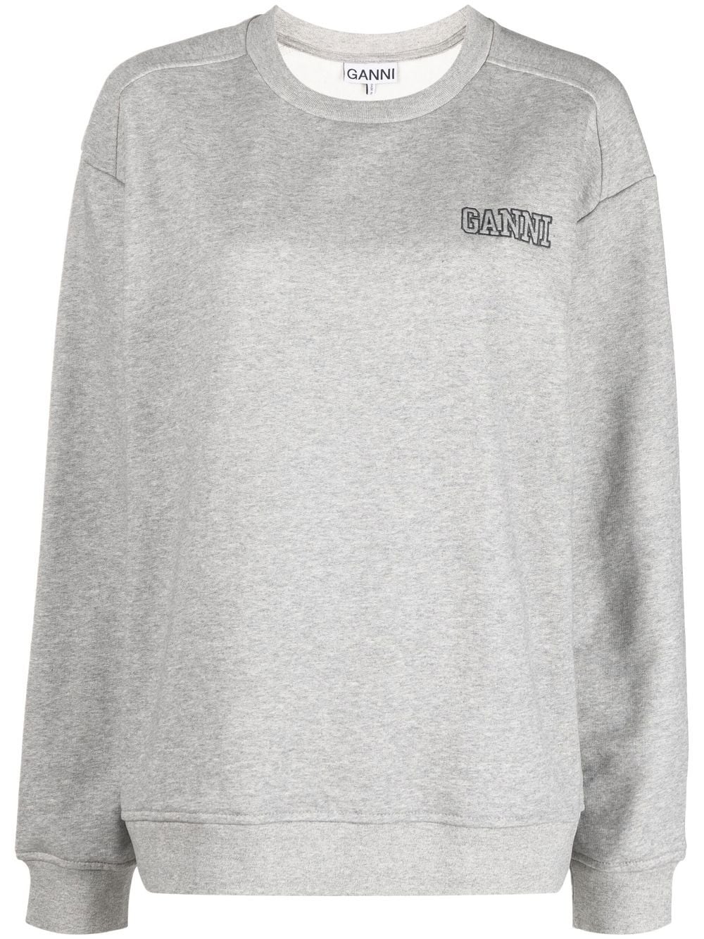 GANNI logo-print oversized sweatshirt - Grey