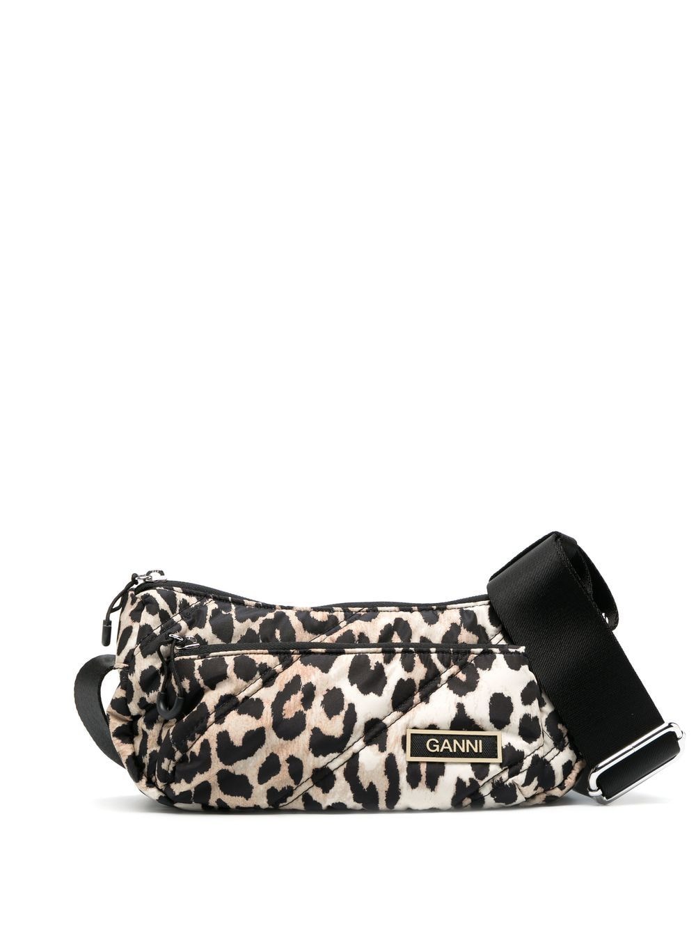GANNI quilted leopard-print bag - Black