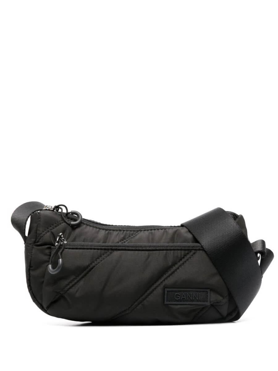 GANNI quilted recycled crossbody bag - Black