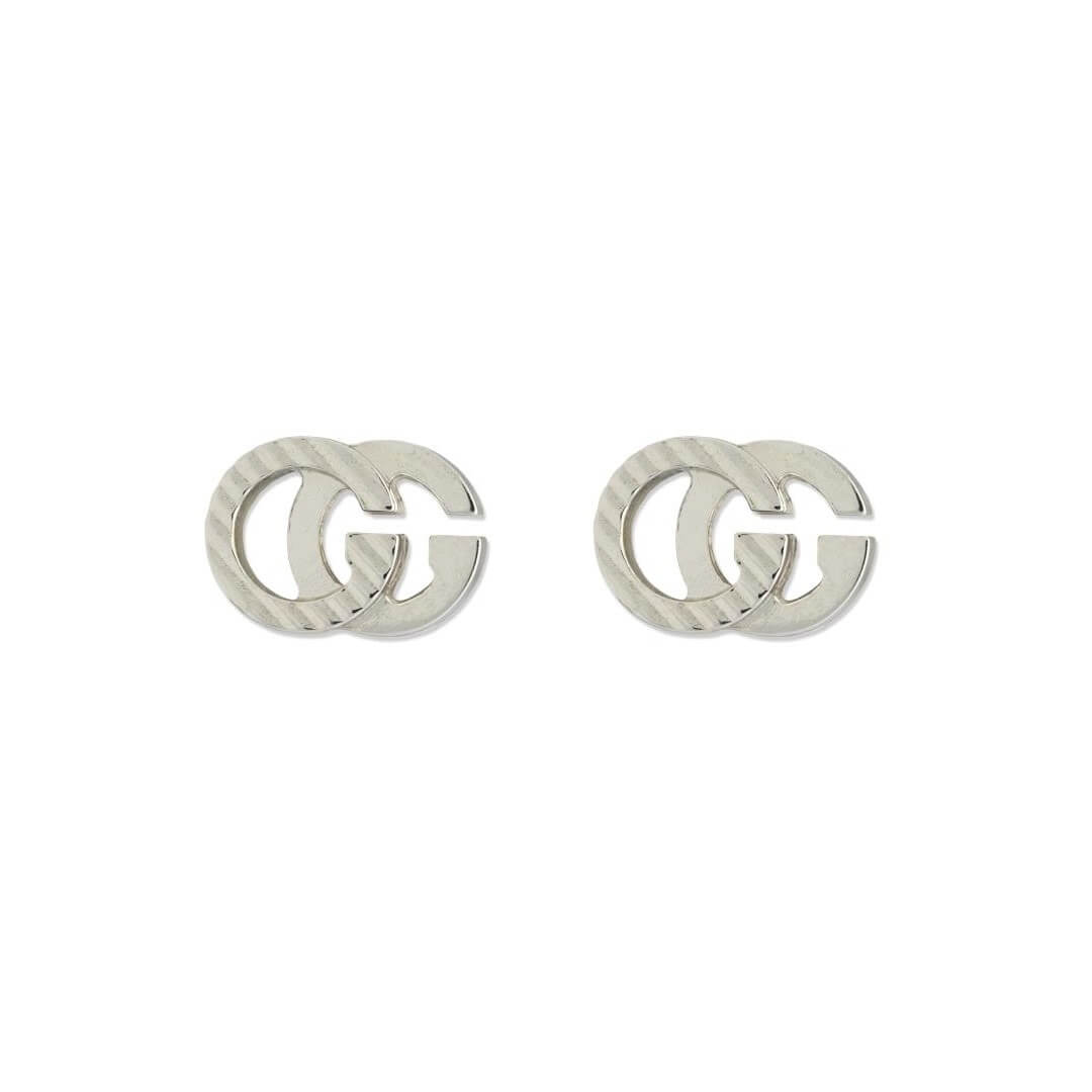 Gucci 18ct White Gold GG Textured Stud Earrings