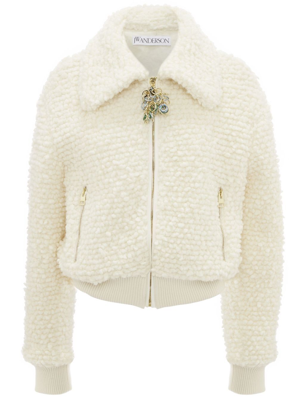 JW Anderson knitted logo-zipper jacket - White