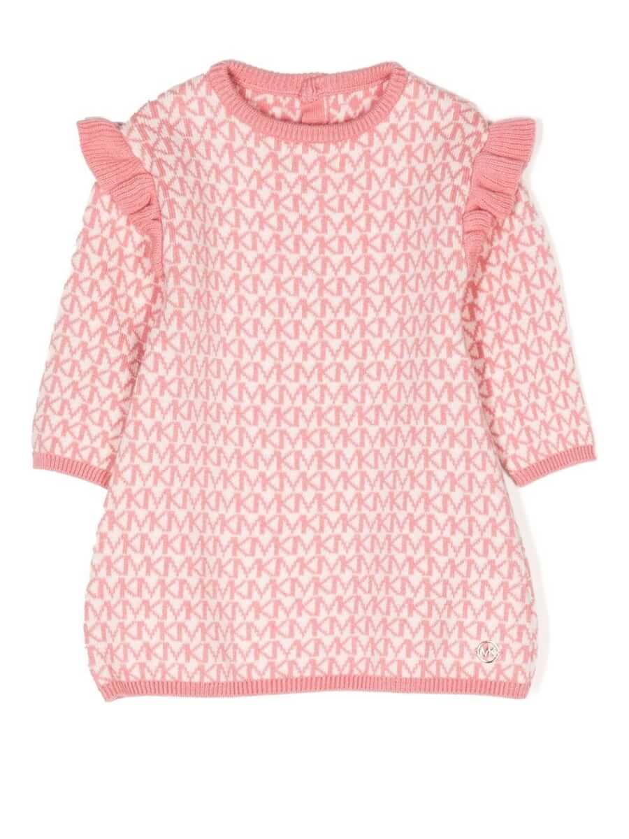 Michael Kors Kids intarsia-knit ruffle-trim dress - Pink