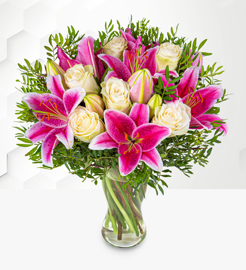 Pink Lilies & Roses - Flower Delivery - Flowers - Flowers By Post - Next Day Flowers