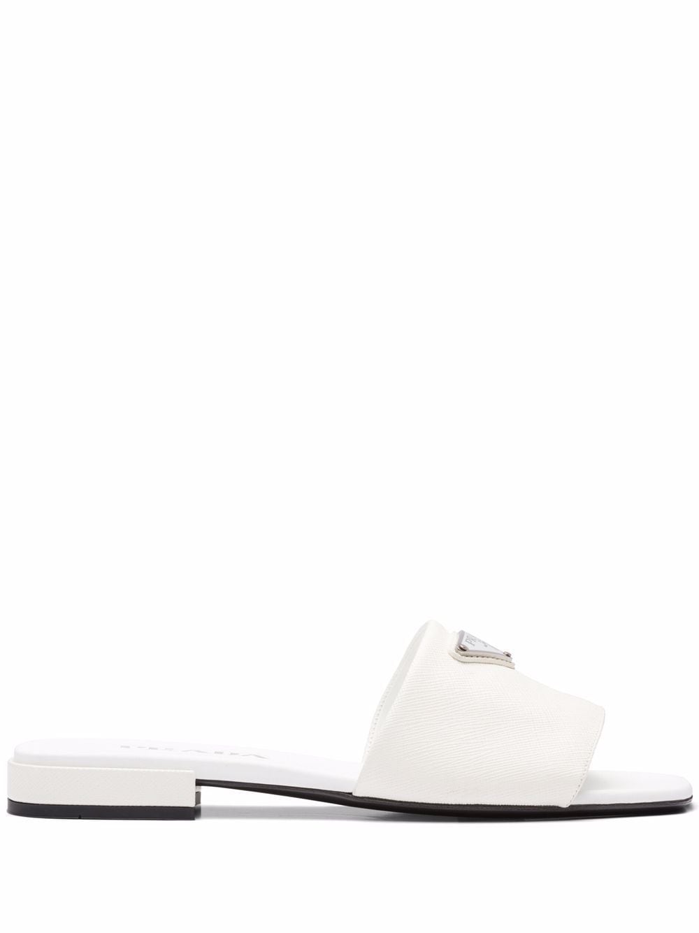 Prada logo flat sandals - White