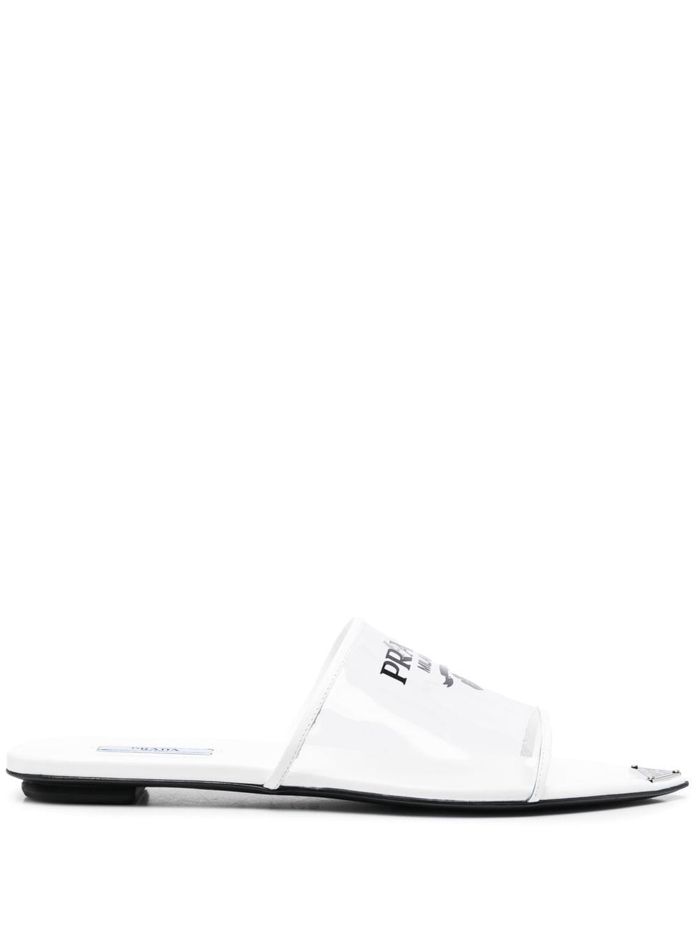 Prada logo-print flat sandals - White