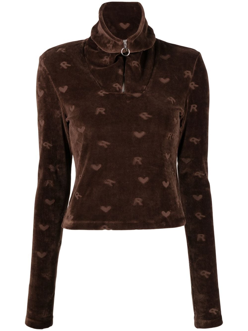 ROTATE Mona velour long-sleeved top - Brown