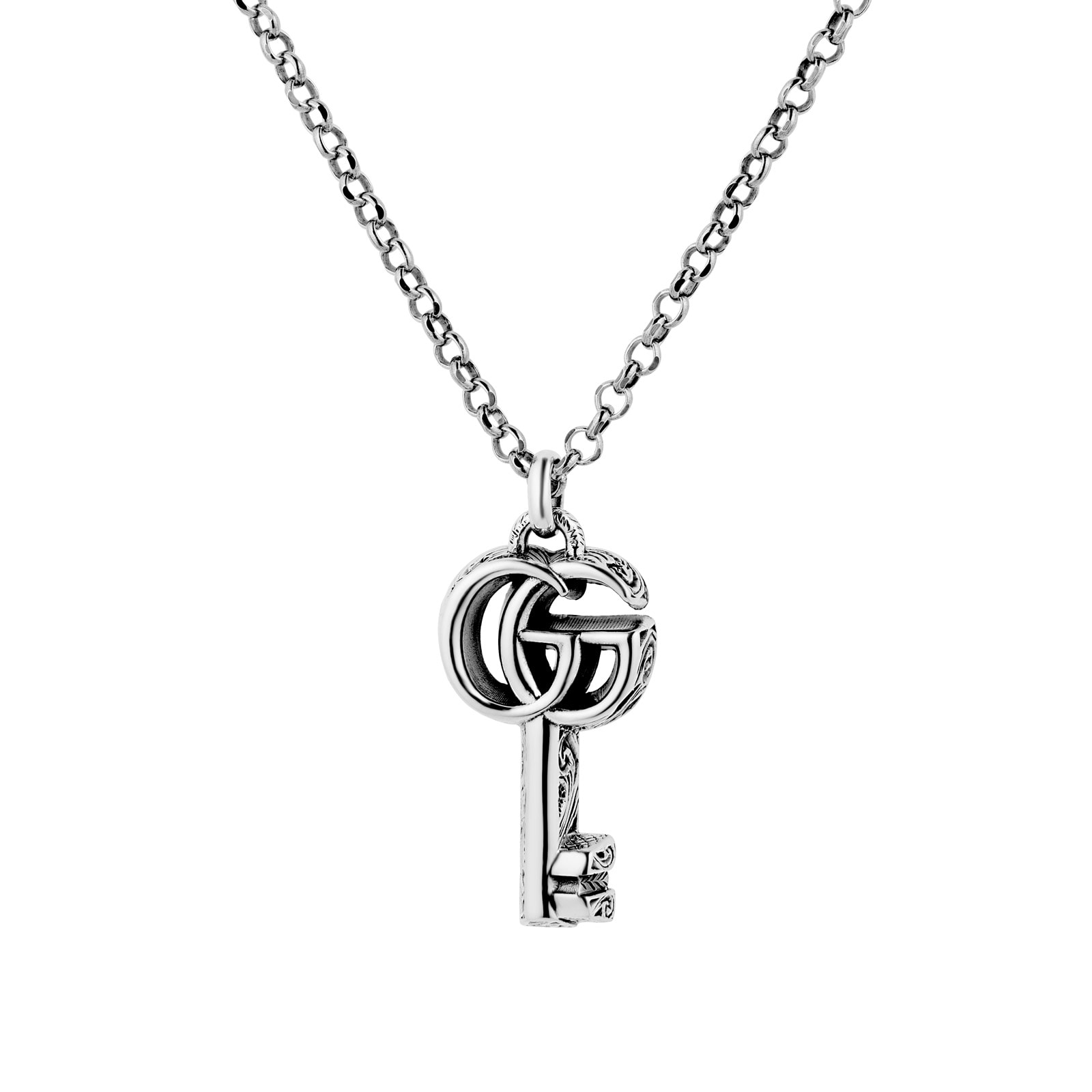 Silver GG Marmont Key Necklace