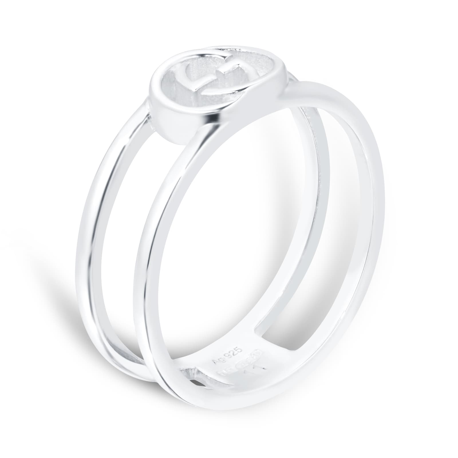 Silver Interlocking G 6mm Ring - Ring Size K