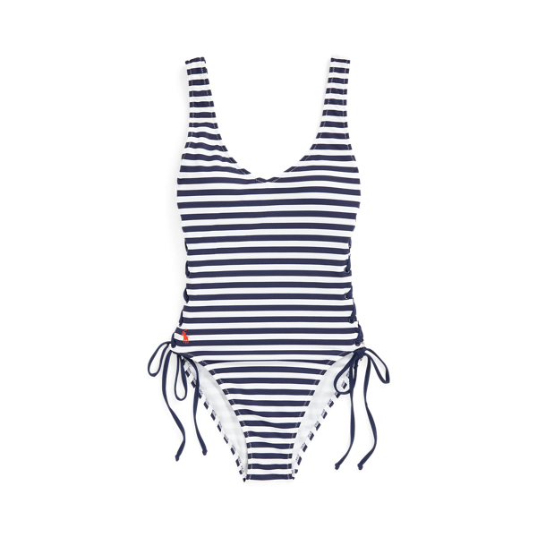 Striped Piqué One-Piece Swimsuit