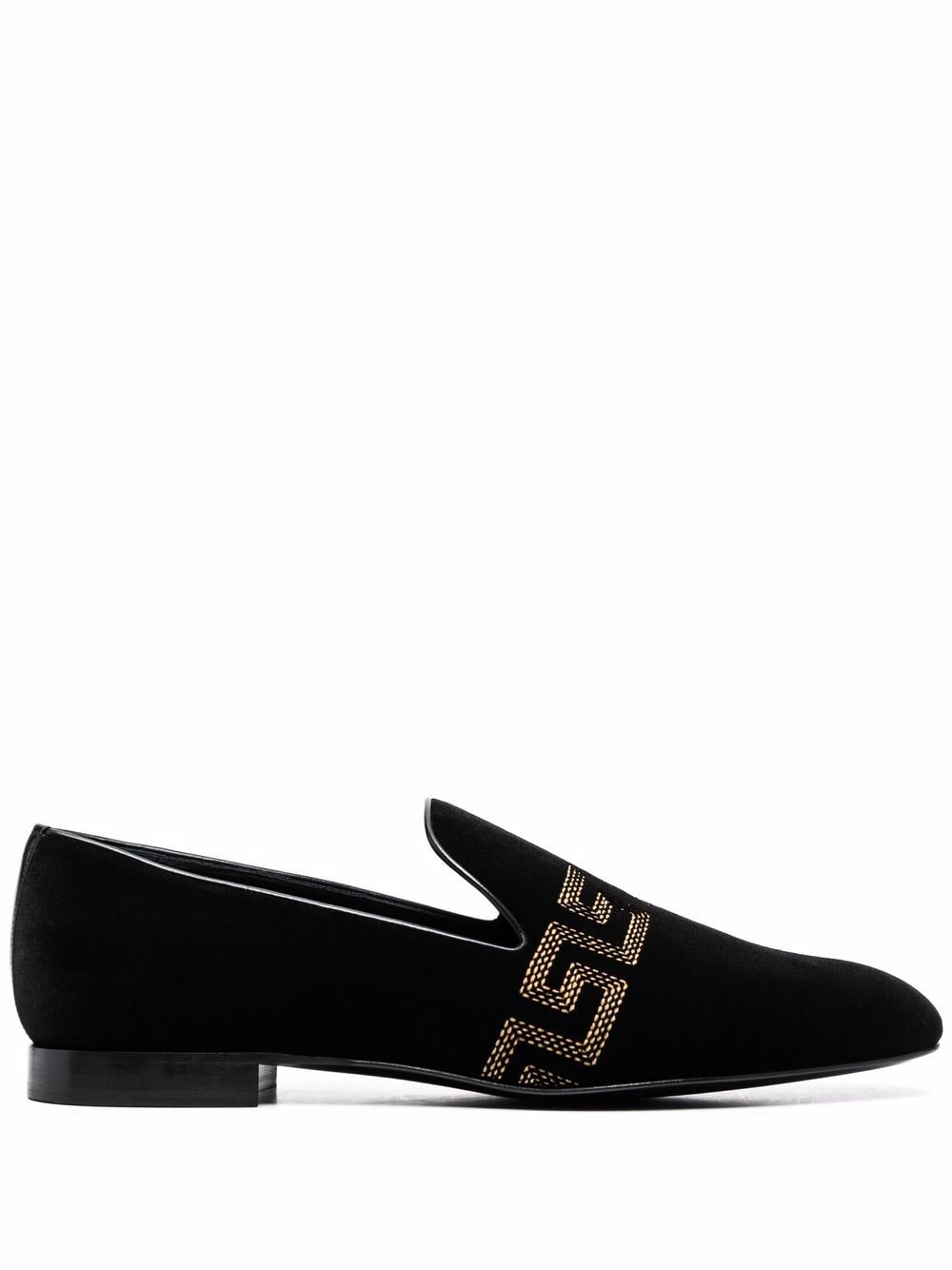 Versace Greca-embroidered loafers - Black