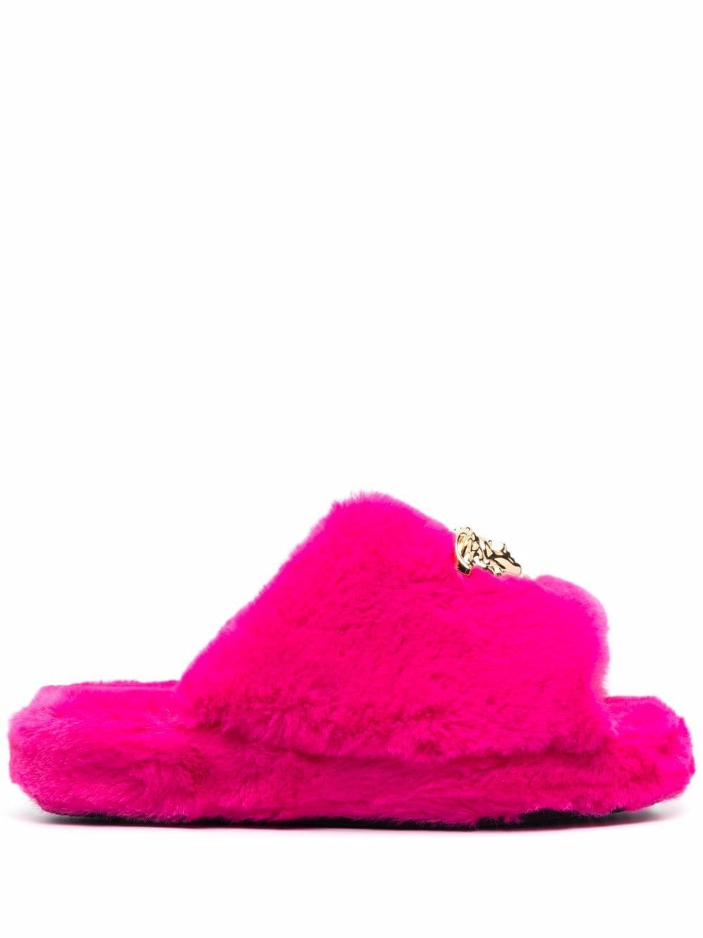 Versace Medusa Head faux-fur slides - Pink