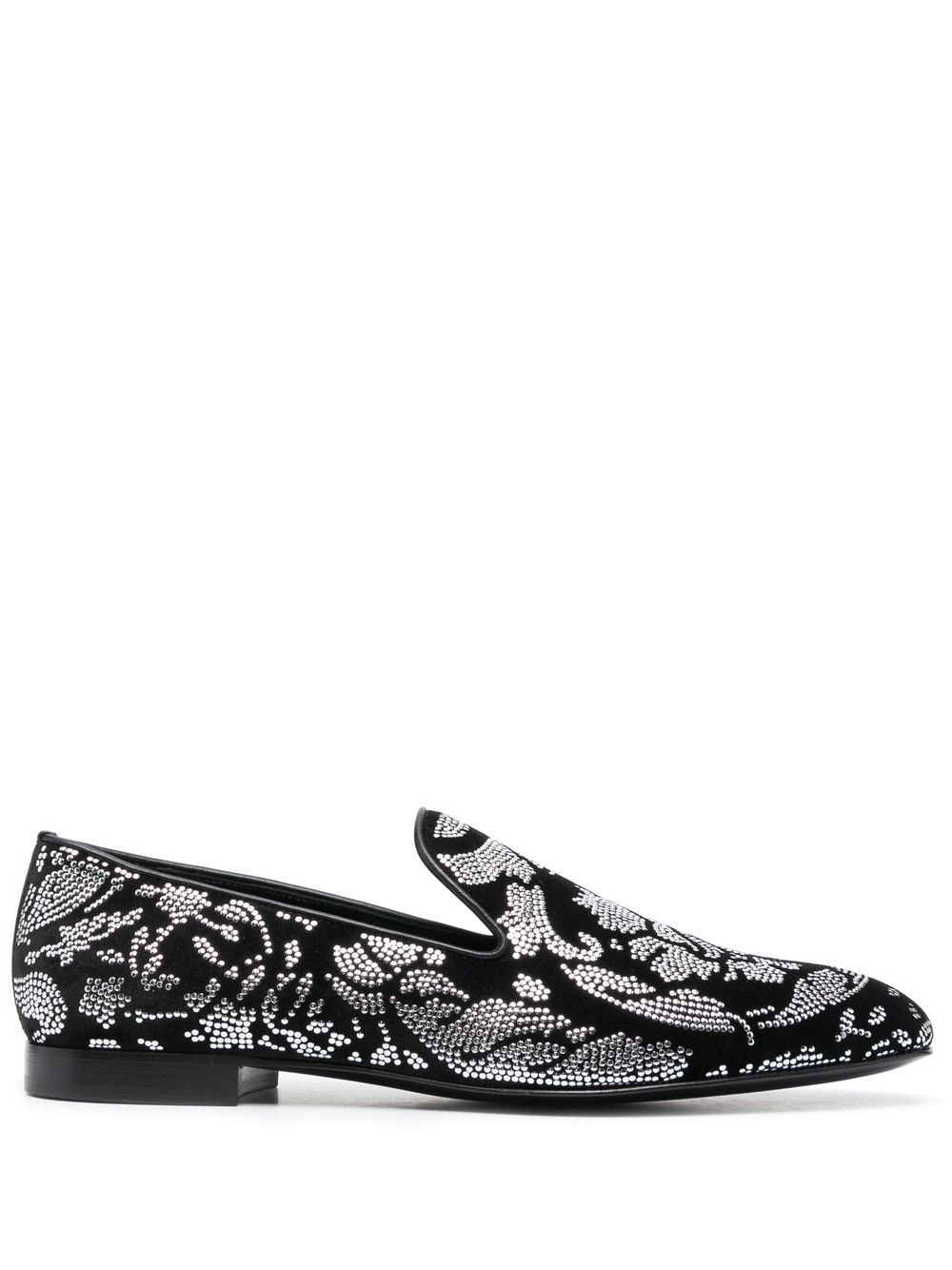 Versace baroque-studded loafers - Black