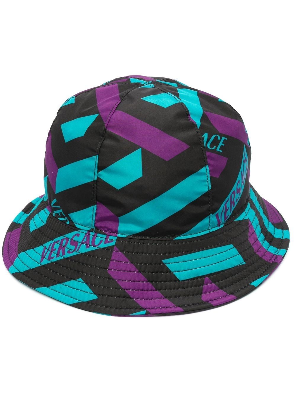 Versace geometric logo print bucket hat - Black