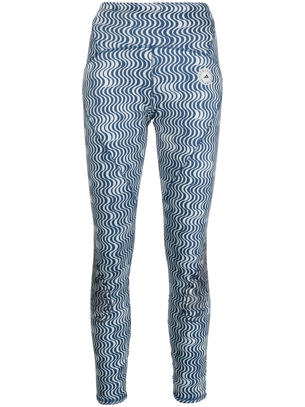 adidas by Stella McCartney wave-print high-waist leggings - Blue