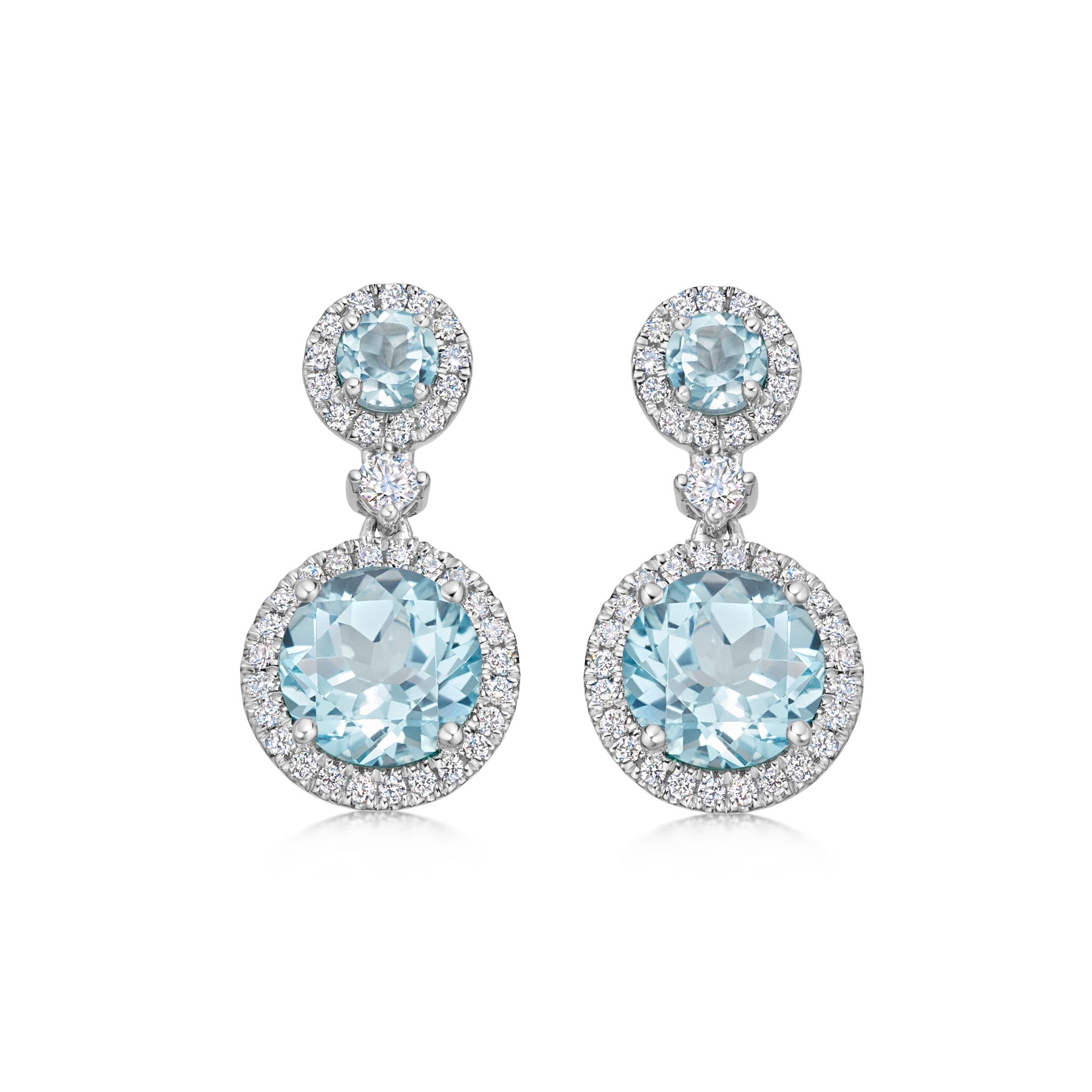 18ct White Gold 0.36ct Diamond & Blue Topaz Earrings