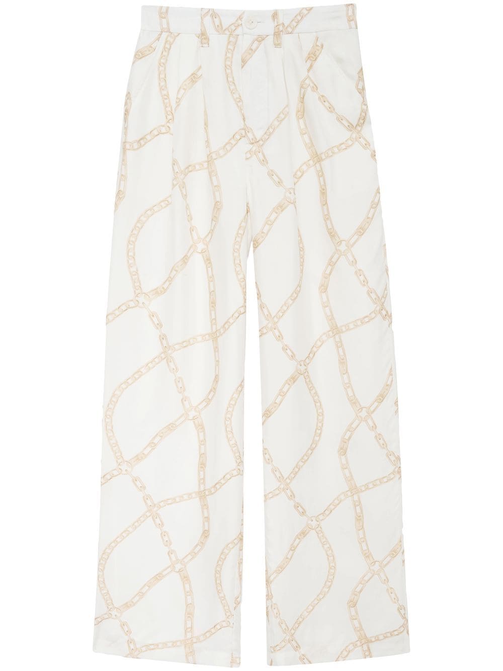 ANINE BING chain link-print trousers - White