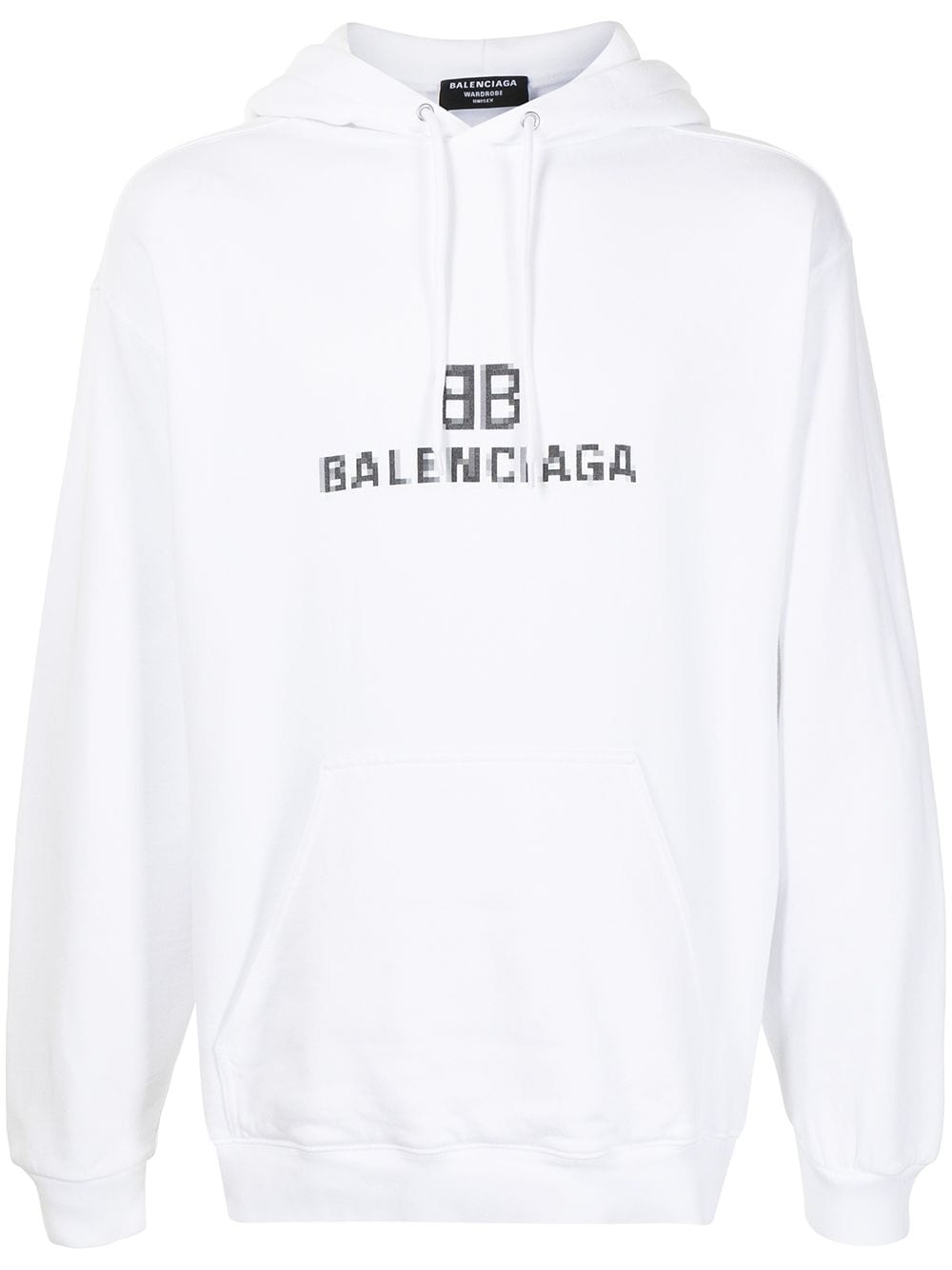 Balenciaga pixel logo-print drawstring hoodie - White