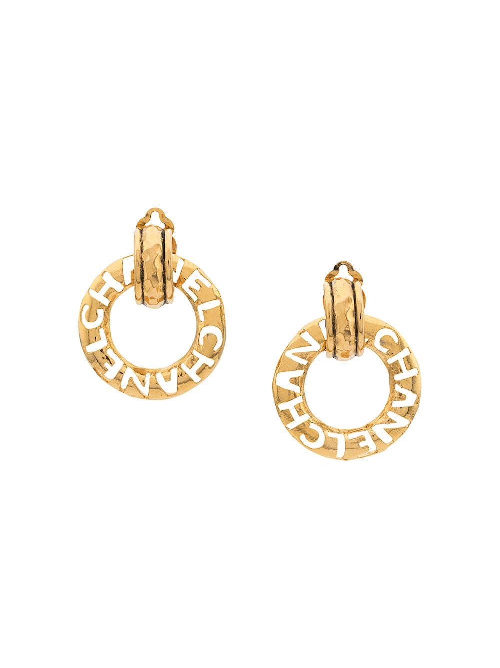 Chanel Pre-Owned 1980 door knocker logo earrings - Gold