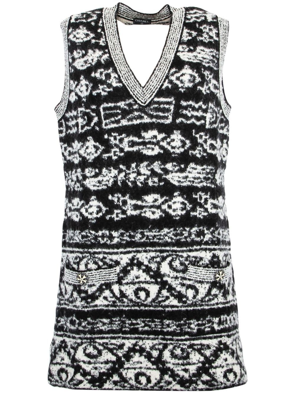 Chanel Pre-Owned 2008-2009 intarsia-knit sleeveless dress - Black