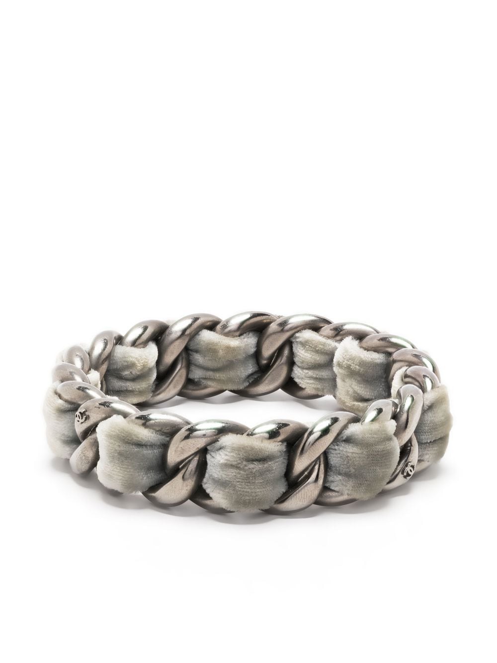 Chanel Pre-Owned chain-link velvet bracelet - Silver