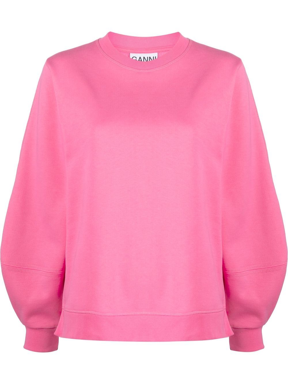 GANNI puff-sleeve organic cotton sweatshirt - Pink