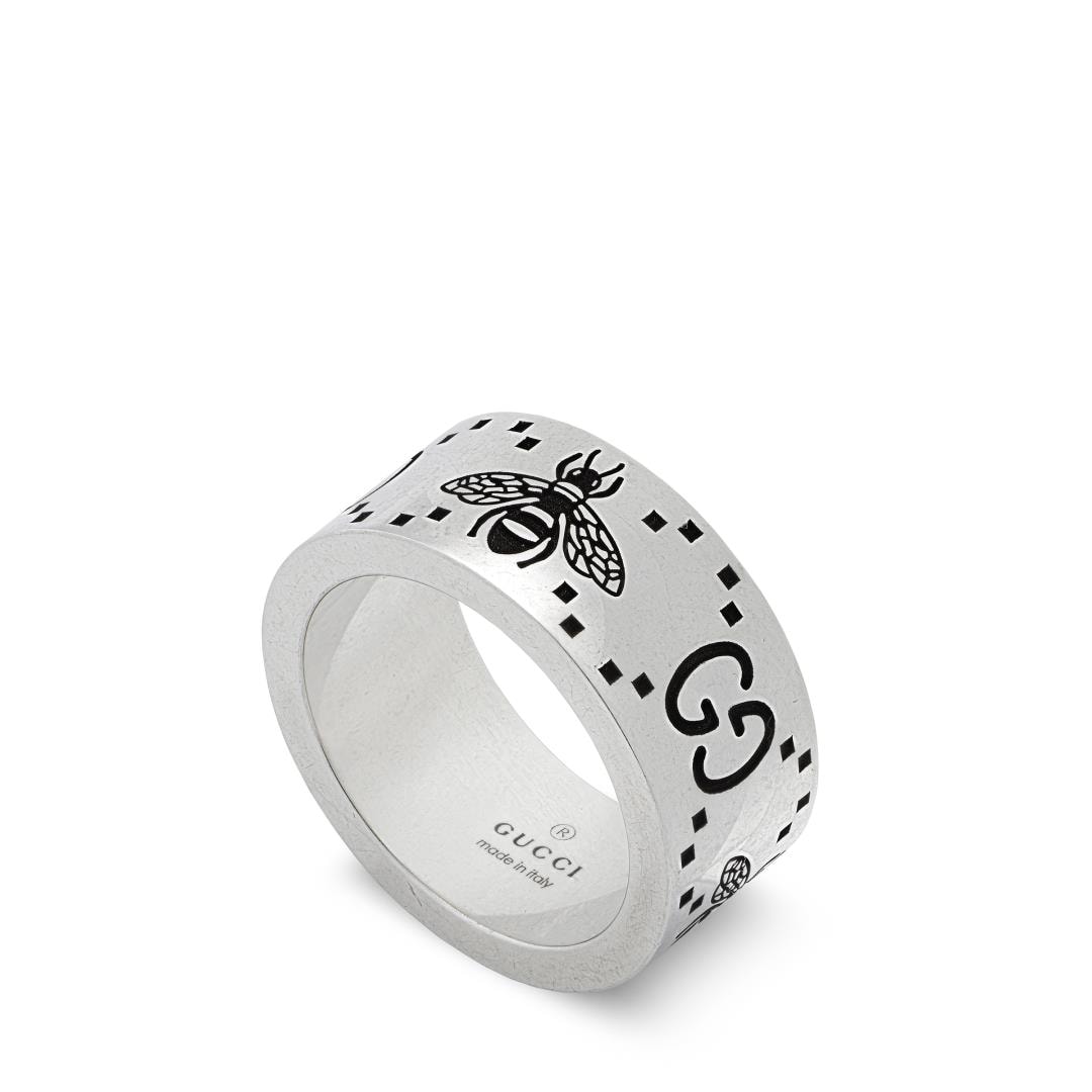 Gucci Signature Sterling Silver Ring - 9mm