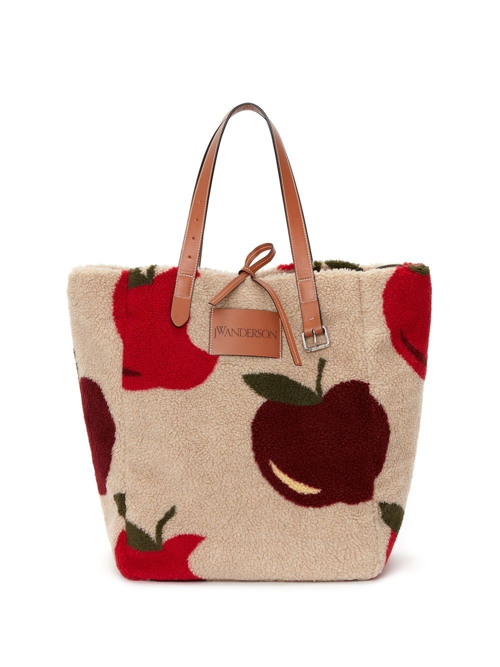 JW Anderson fleece apple-print tote bag - Neutrals