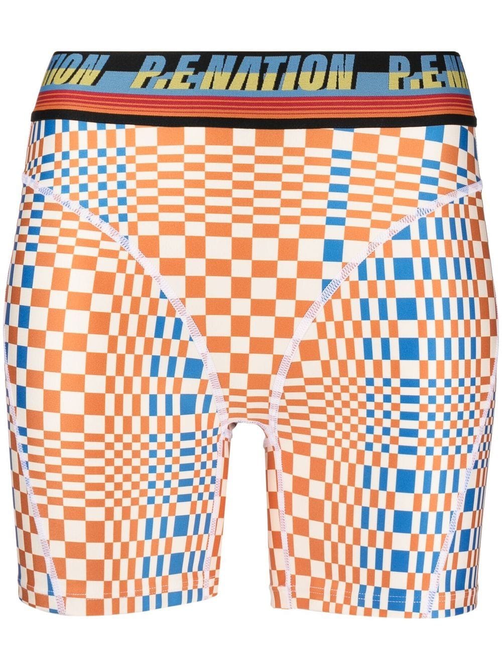 P.E Nation check-print biker shorts - Orange