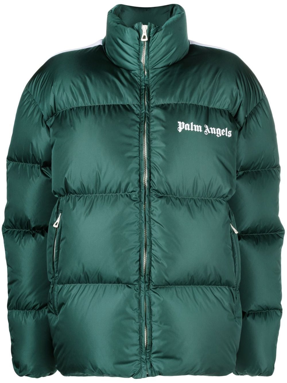 Palm Angels logo-print puffer jacket - Green
