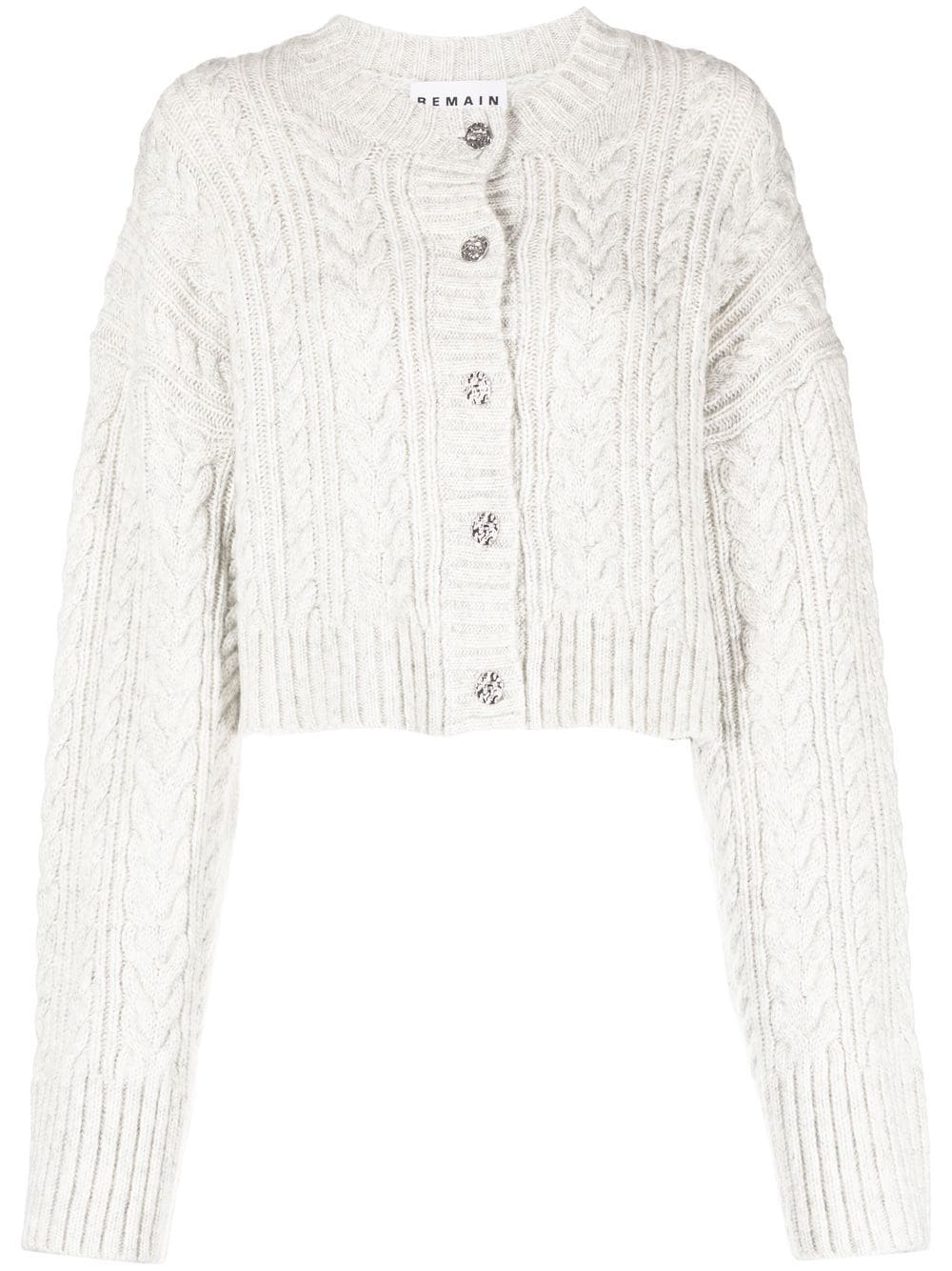 ROTATE cable-knit wool-blend cardigan - Grey