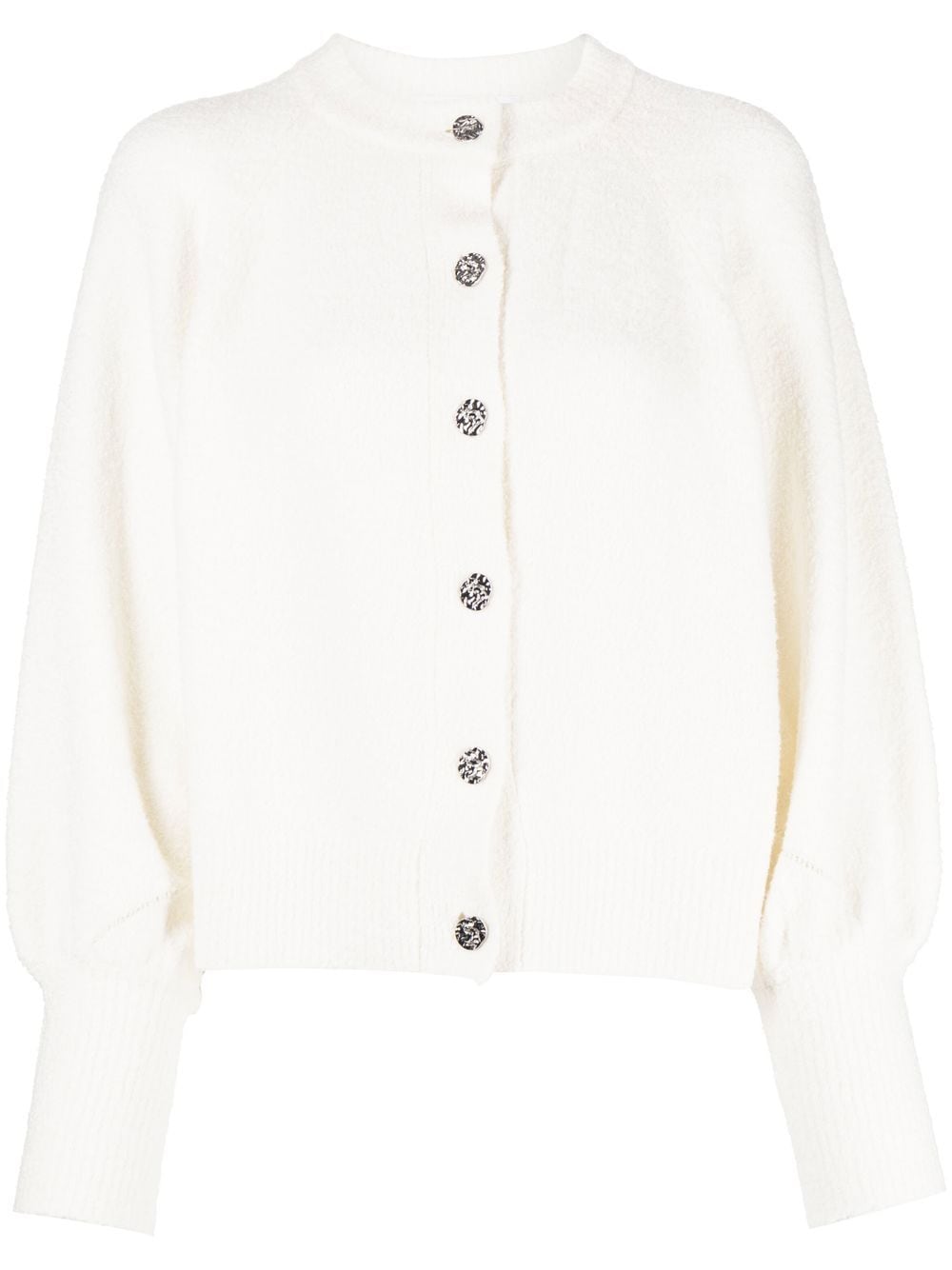ROTATE puff-sleeved cotton-blend cardigan - White
