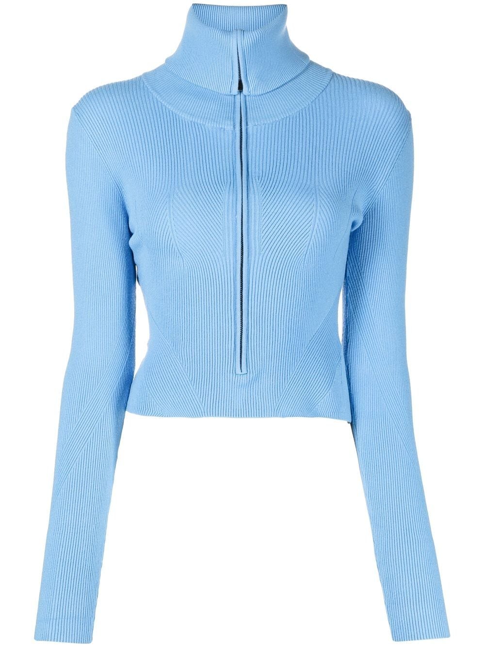 ROTATE ribbed-knit zip-front jumper - Blue