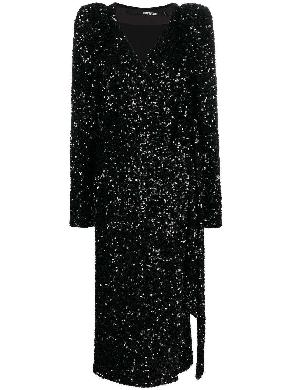 ROTATE sequin-embellished wrap midi dress - Black