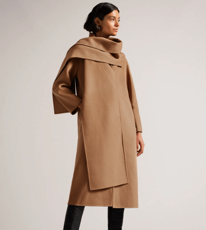 Solanna Double Wool Scarf Detail Coat | £162