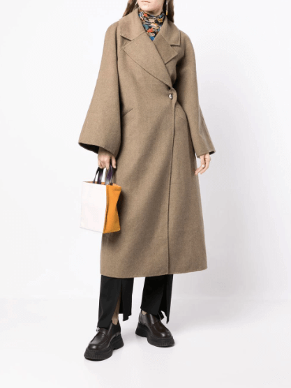winter coats GANNI oversized button-fastening coat | £420 (SALE PRICE)