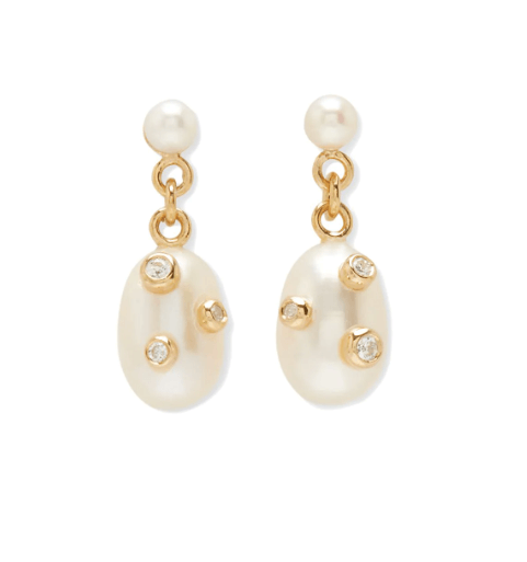 RAGBAG STUDIO 18kt yellow gold pearl drop earrings £90
