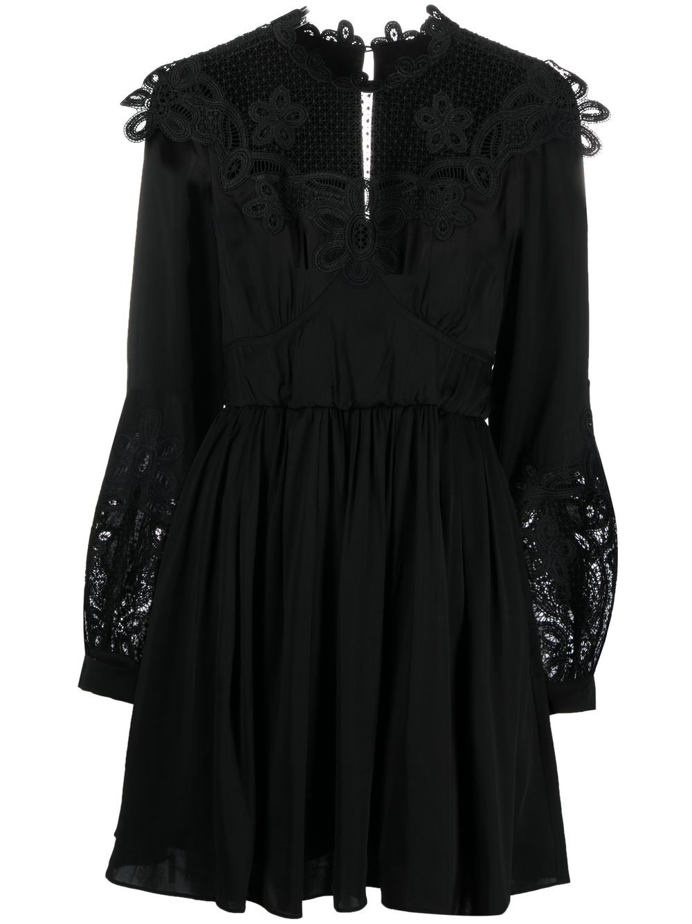 Self-Portrait guipure-lace empire-line dress - Black