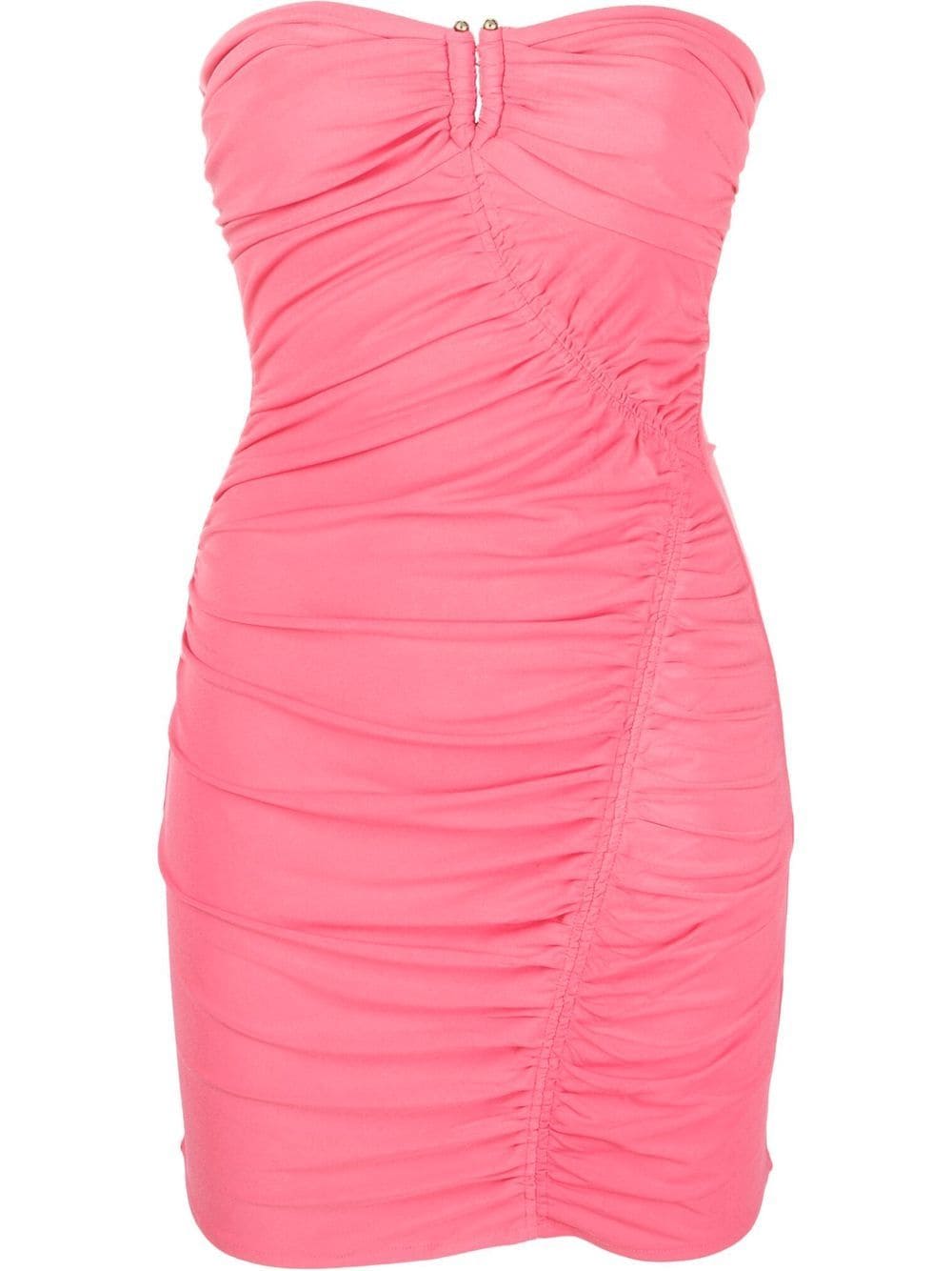 Self-Portrait ruched-detail strapless dress - Pink