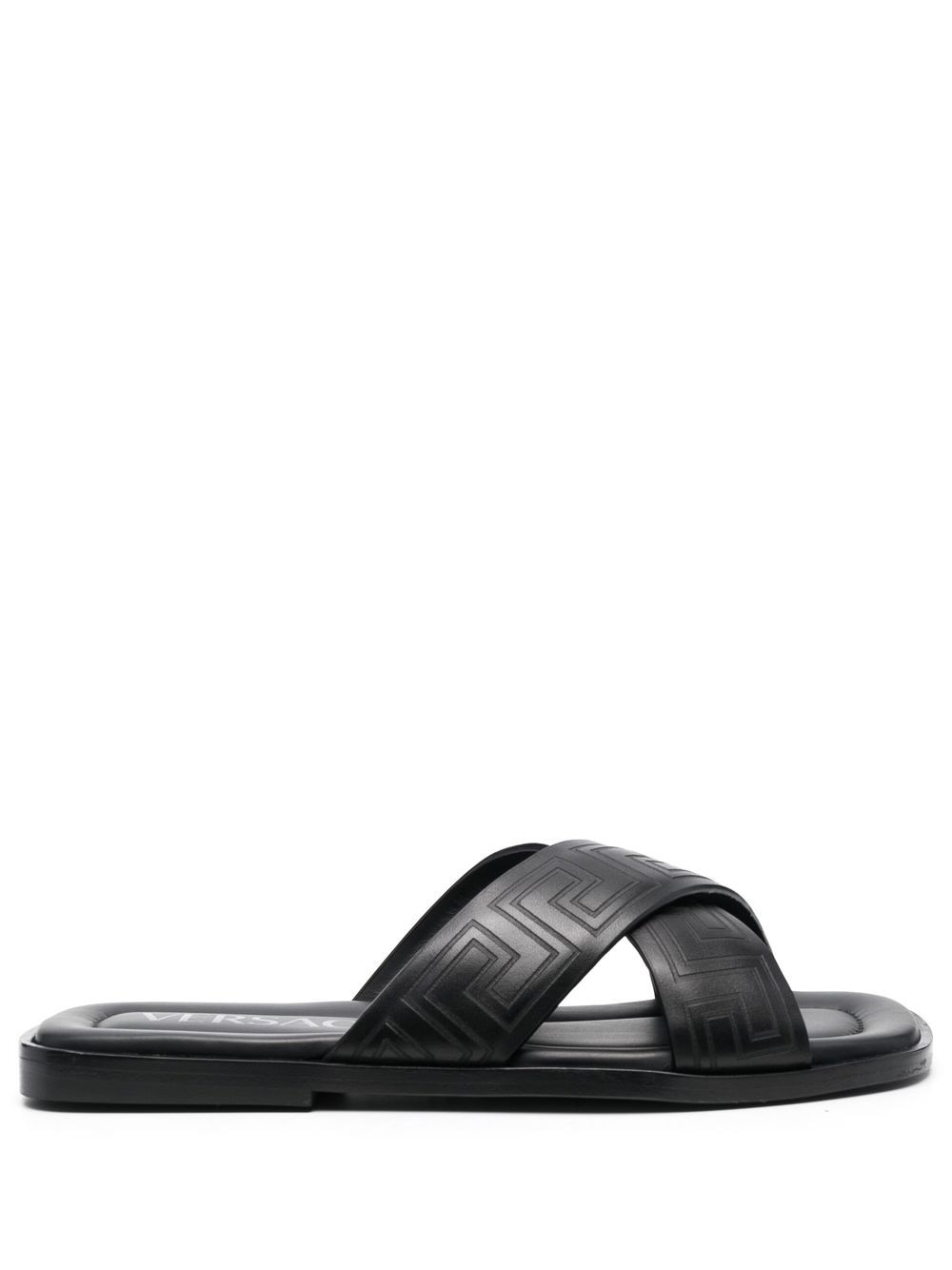 Versace Greca-pattern open-toe slides - Black