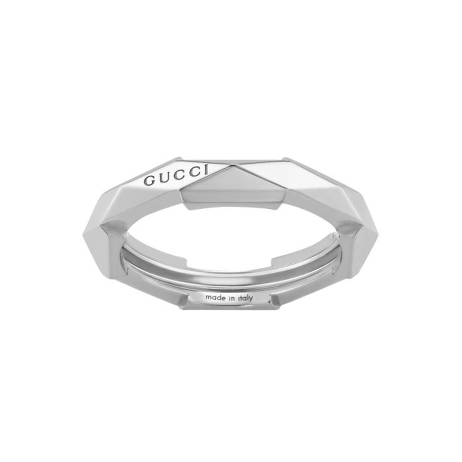 18ct White Gold Link To Love Stud Ring - Size 6