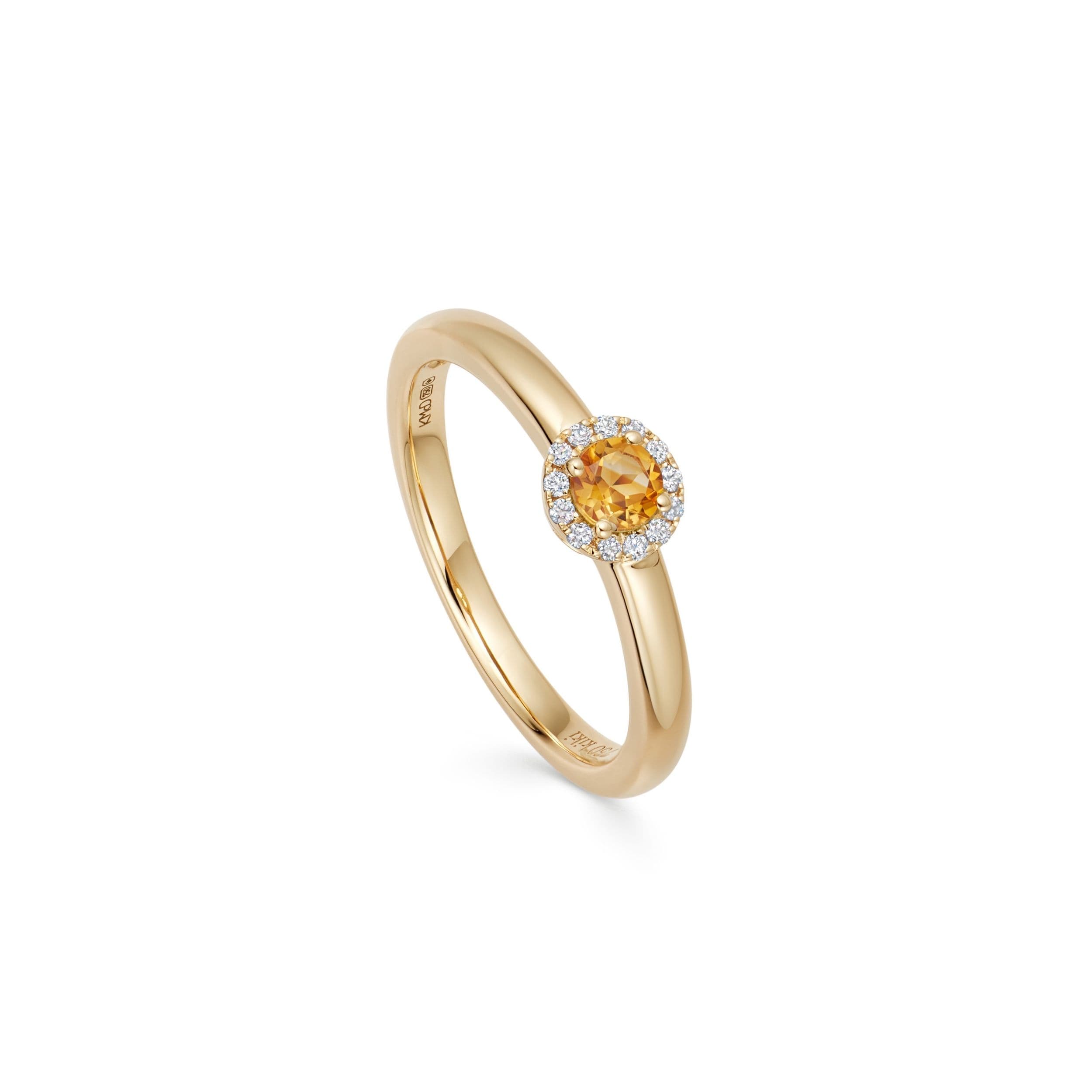 18ct Yellow Gold 0.05ct Diamond & Citrine Ring