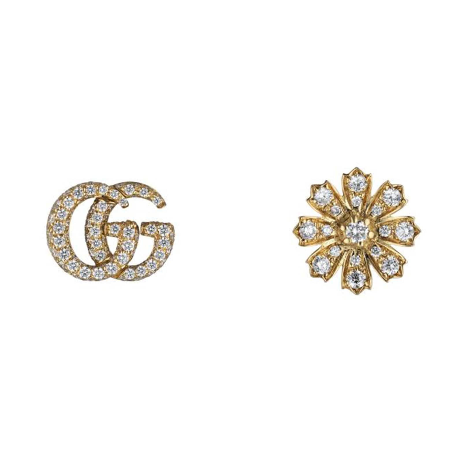 18ct Yellow Gold Flora Diamond Earrings