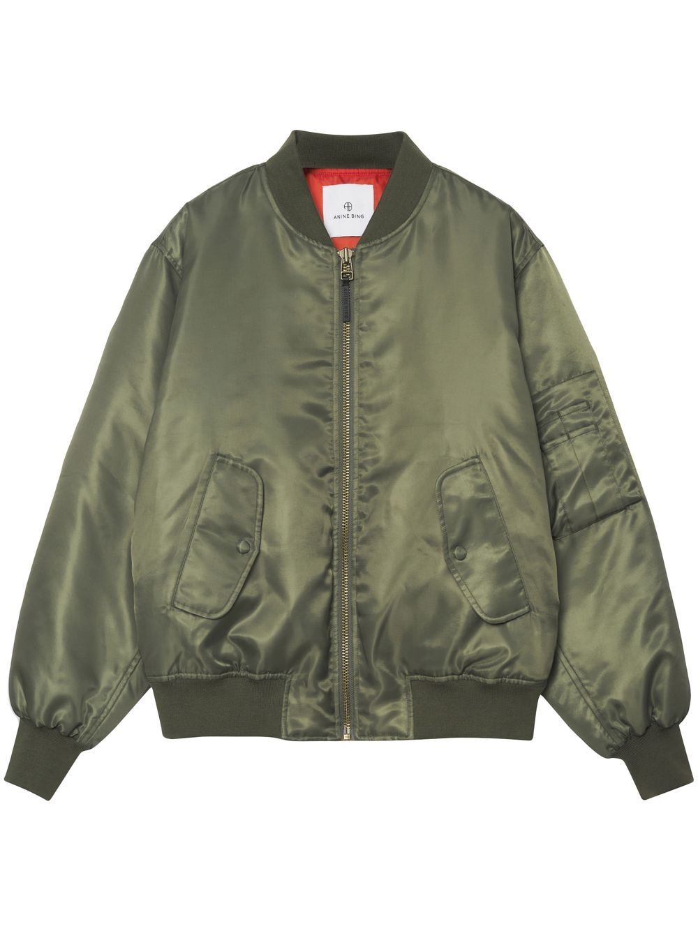 ANINE BING Leon satin bomber jacket - Green