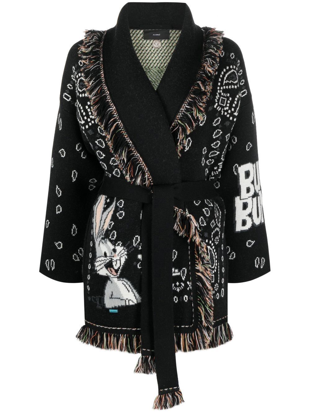 Alanui intarsia-knit pattern cardigan - Black