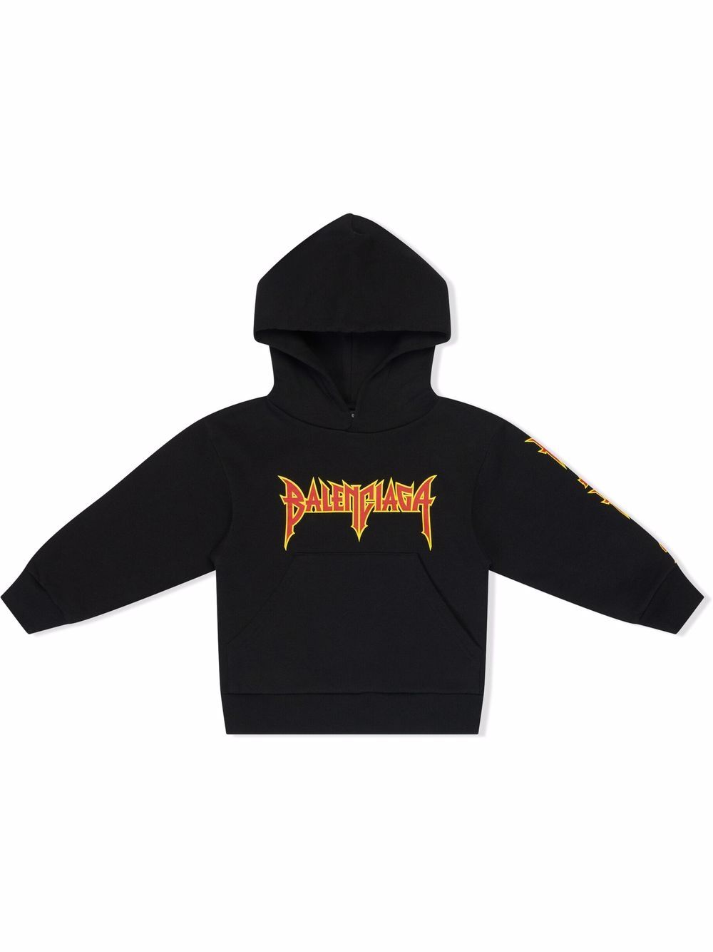 Balenciaga Kids metal logo-print hoodie - Black