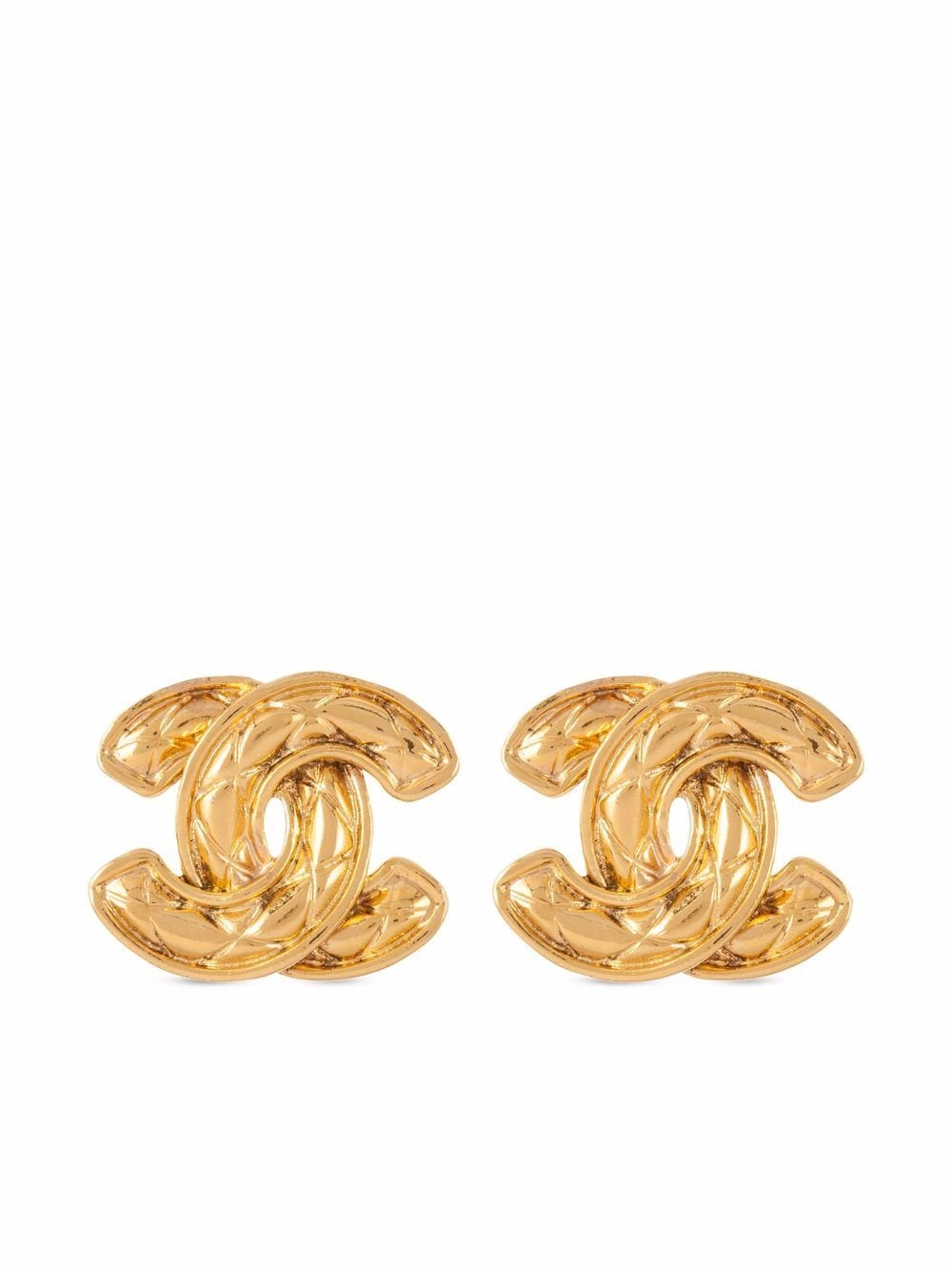 Chanel Pre-Owned 1980s CC diamond-quilted clip-on earrings - Gold