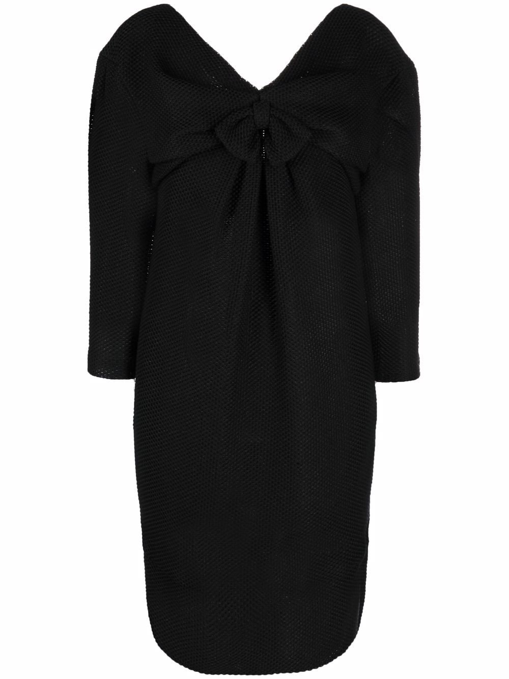 Chanel Pre-Owned bow detail gathered shift dress - Black
